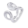 Bague ouverte femme argentée en acier inoxydable avec strass élégants