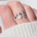 Bague spirale argentée ajustable en acier inoxydable femme moderne