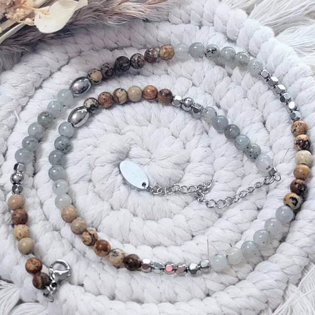 Bracelet fantaisie femme en acier inoxydable avec perles naturelles