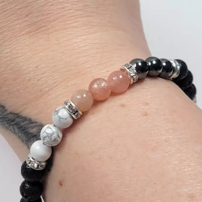 Bracelet élastique femme perles pierres naturelles multicolores